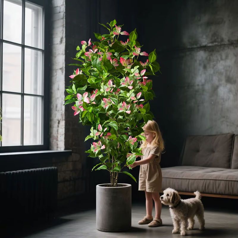 Künstlicher Ficus-Baum von Kmitang in Hellviolett, Höhe: 82 cm bis 144 cm, dekorative Banyan- und Nandina-Pflanze für dein Zuhause - Bild 2