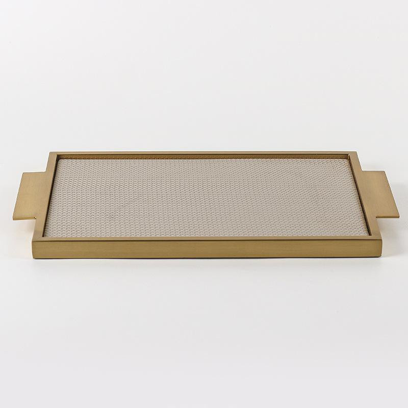 Luxus Aromatherapie Ablagefach aus Metall und Leder in Gold, B/T/H: 40,0 x 25,0 x 2,0 cm - Bild 4