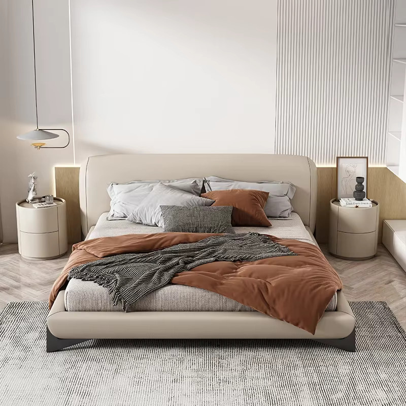 Moderner runder Nachttisch aus massivem Holz in Beige für dein Schlafzimmer oder Wohnzimmer - Bild 3