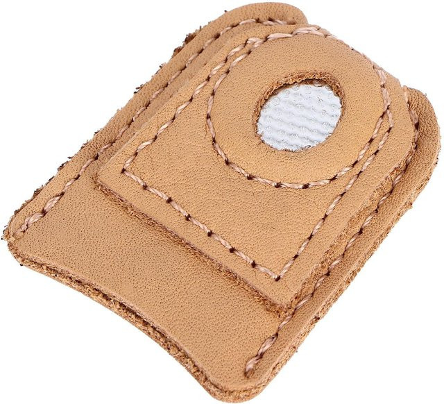 Igeteck Fingerhut aus Leder für Nähen und Stricken, Größe Medium, Beige - Bild 1