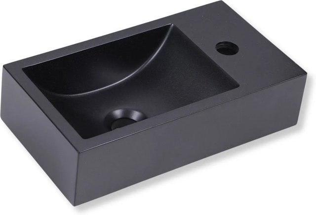 Stilform Gäste WC Waschbecken QUARZ Schwarz Matt mit Hahnloch, B/T/H: 40 x 22 x 10 cm - Bild 1