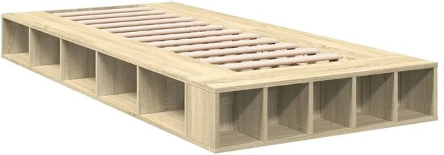 vidaXL Bettgestell Sonoma-Eiche aus Holzwerkstoff mit Seitenfächern, B/T/H: 100 x 200 cm - Bild 1