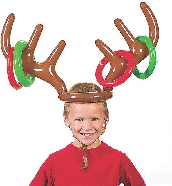 Cyuan Inflatable Reindeer Antler Hat Ring Toss Game Christmas Bunt / Mehrfarbig - Bild 1