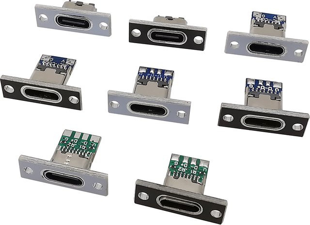 ALLiSHOP USB-C Typ C USB 3.1 Buchse Stecker mit Befestigungsplatte für DIY PCB, Silber, 5/10 Stück - Bild 1