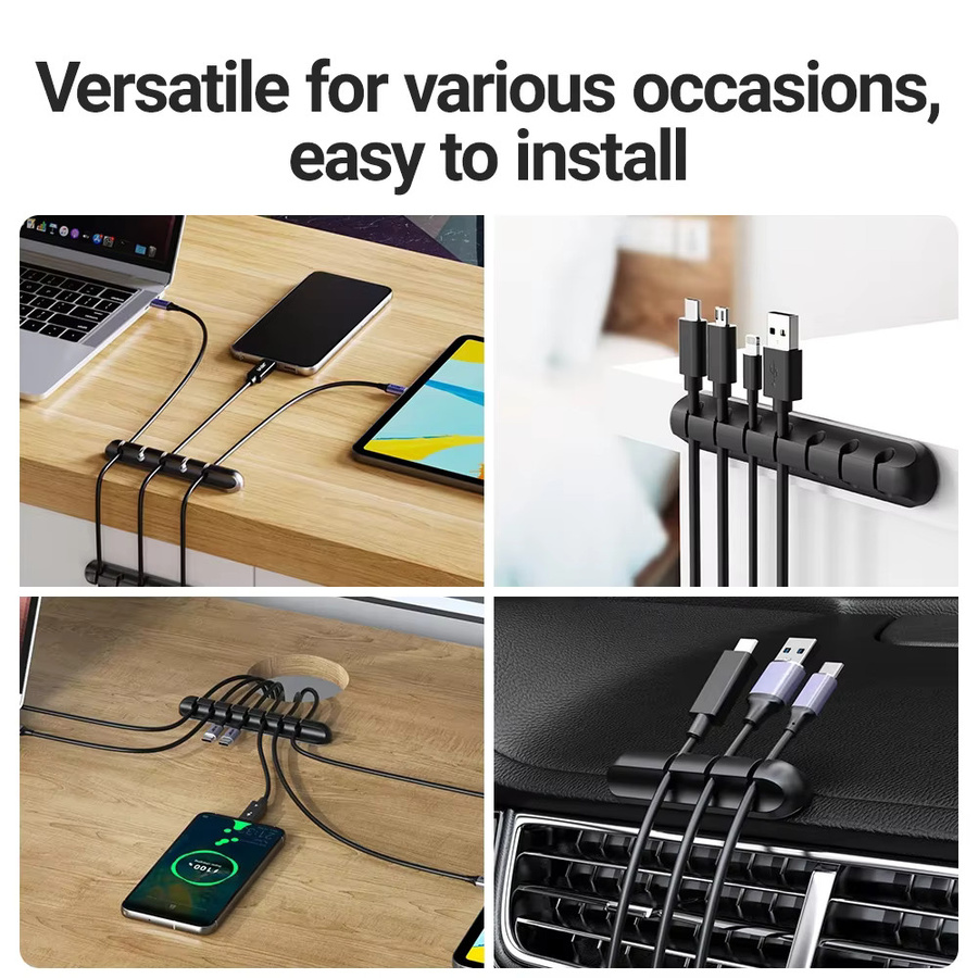 Silikon Kabelhalter MouseHeadphone Kabel Organizer für USB-C Kabel in Schwarz und Weiß - Bild 5