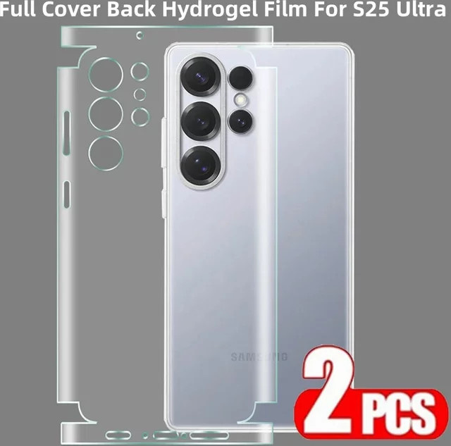 2 Stück Rückseitige Hydrogel-Schutzfolien für Samsung Galaxy S25 S24 Ultra Plus S25 Plus S25 Ultra, Transparent, HD-Displayschutzfolie - Bild 1