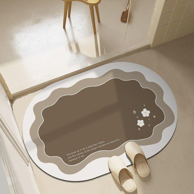 Saugfähige Kieselgur Badezimmer Bodenmatte in Braun, rutschfest und schnelltrocknend, B/T: 60 x 40 cm - Bild 1