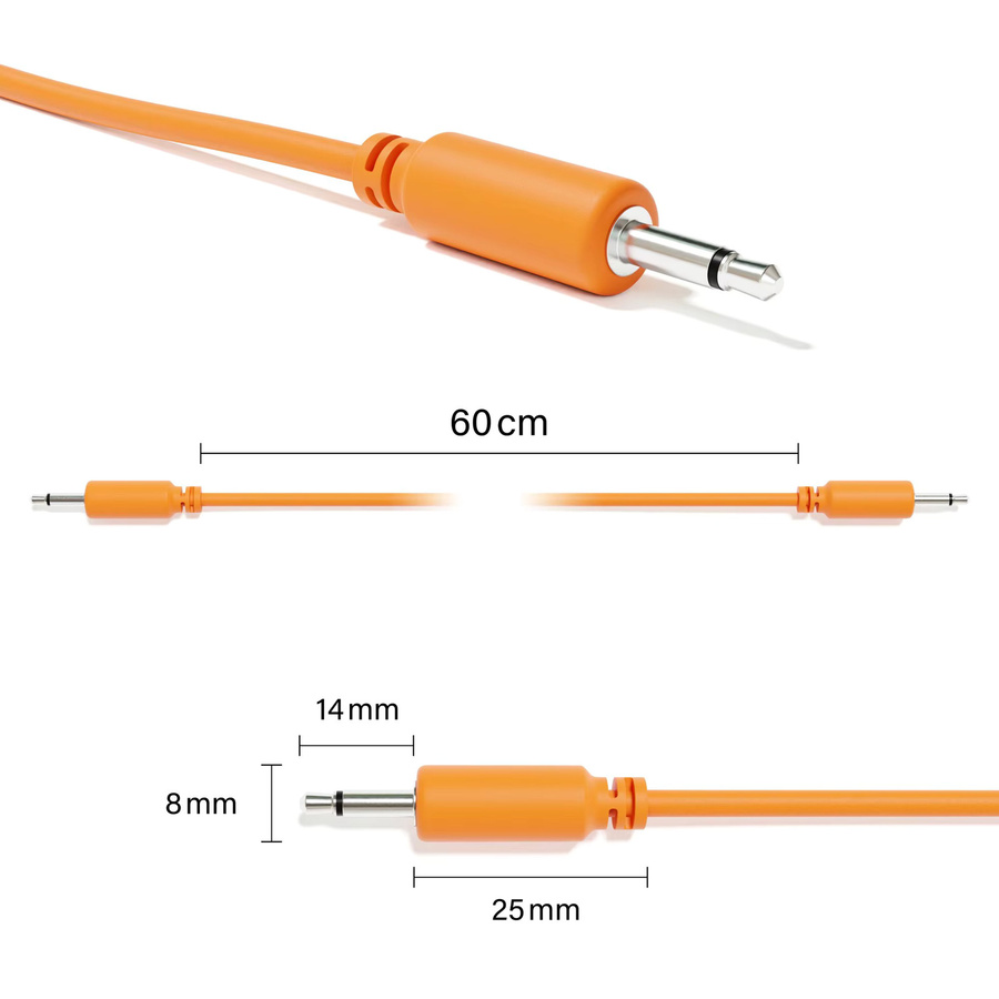 ExcelValley Eurorack Mono Patch Kabel 3,5mm TS 1/8" für Synthesizer 5er-Pack Orange Pink - Bild 1