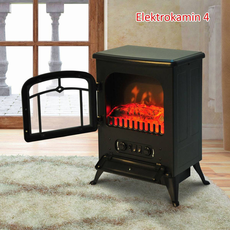 HOMCOM Elektrokamin Kaminofen mit Flammeneffekt in Schwarz, B/T/H: 45 x 28 x 54 cm - Bild 5