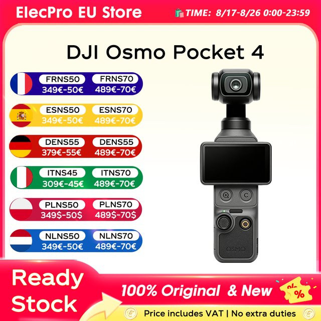 DJI Osmo Pocket 4 Action Camera mit 1-Zoll-CMOS-Sensor, 14-Stop Dynamikbereich und 10-Bit D-Log in Schwarz - Bild 1