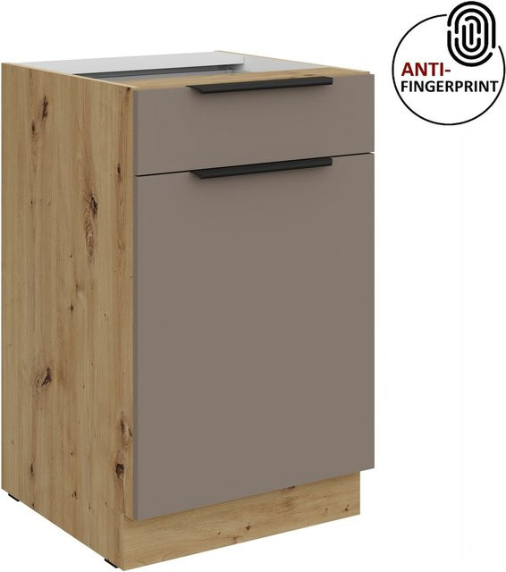 Küchenunterschrank ARIA in Sandgrau matt mit Anti-Fingerprint-Beschichtung, Breite: 50 cm - Bild 1