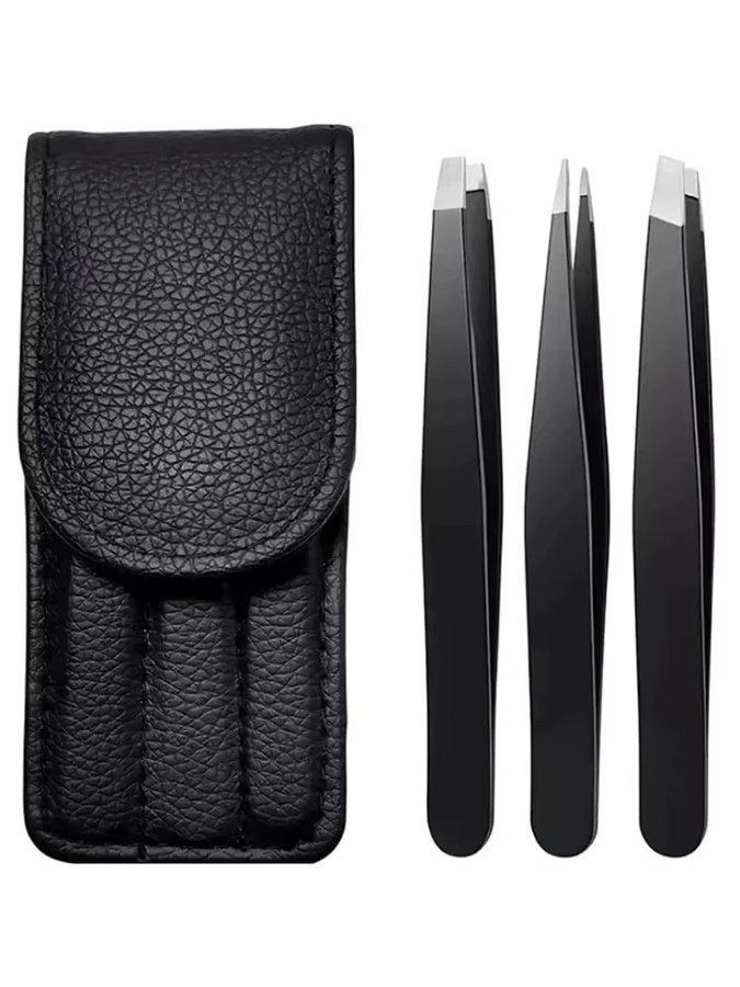 CNKESS Augenbrauenpinzetten Set, Edelstahl, Schwarz, Unisex - Bild 7