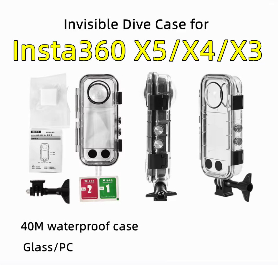 Wasserdichtes Gehäuse für Insta360 X3, X4 und X5, transparente Unterwasser-Tauchhülle für bis zu 40 Meter Tiefe - Bild 2