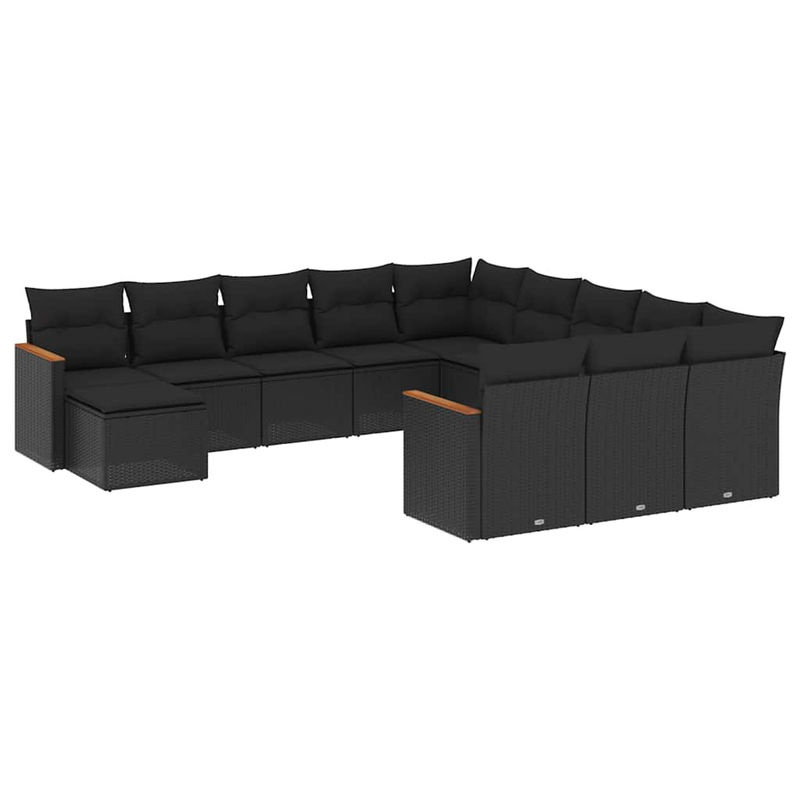 Vidaxl Gartenmöbel-Set aus Polyrattan mit Kissen, 12-teilig, Schwarz - Bild 2