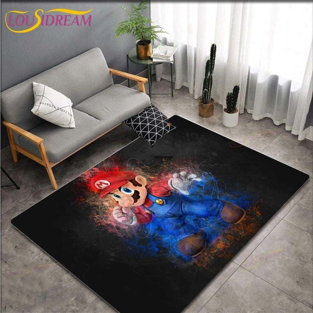 Anti-Rutsch Teppich mit Anime Mario Bros. Muster von new Yunheng, waschbarer Polyester-Teppich für Kinderzimmer und Wohnzimmer, B/T: 60 x 40 cm, Mehrfarbig - Bild 1