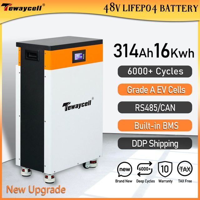 Tewaycell LiFePO4 Powerwall Energiespeicher 51,2V 314Ah 16kWh mit integriertem BMS für das Home Energy Storage System in Weiß - Bild 1