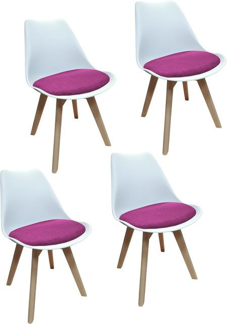 HTI-Living Stuhl Atlanta in Weiß mit pinkem Webstoff für dein Wohnzimmer oder Esszimmer - Bild 1