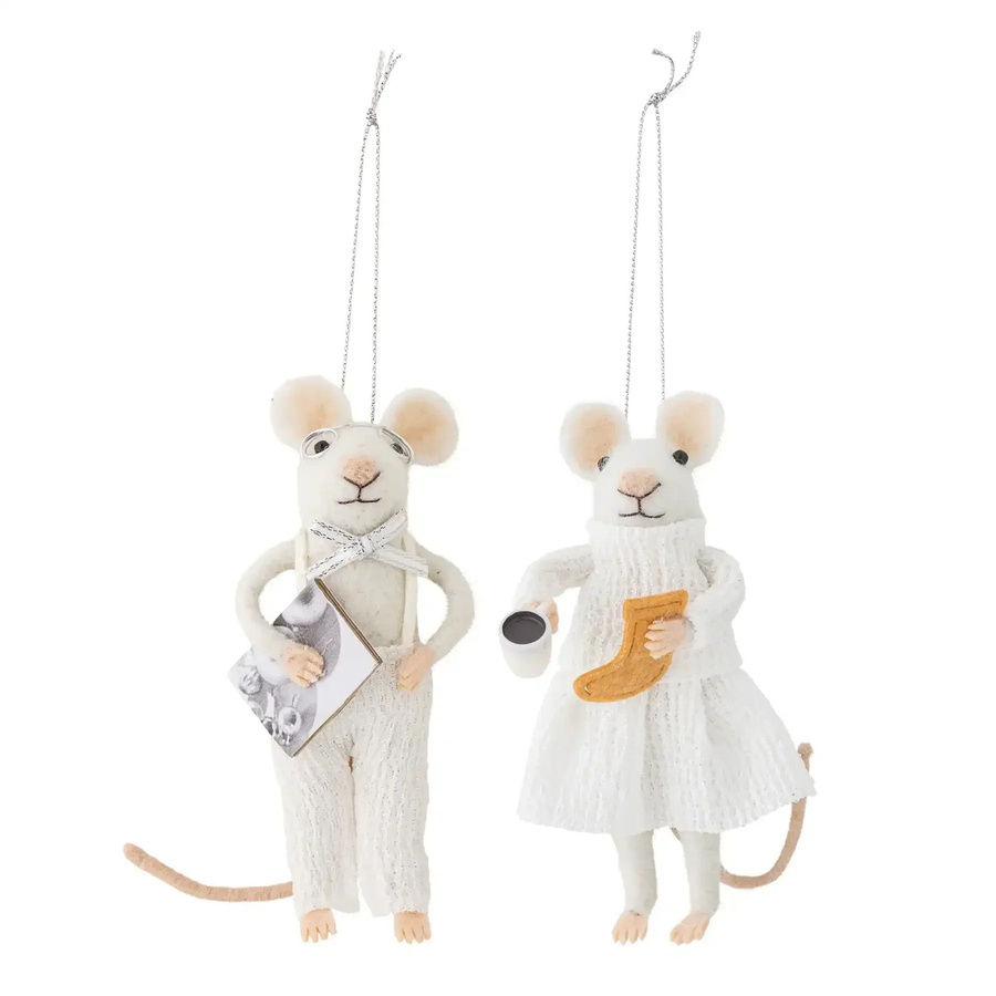 Bloomingville Weihnachtsanhänger Peo aus Wolle in Weiß, Set aus 2 Stück, Höhe: 13 cm - Bild 1
