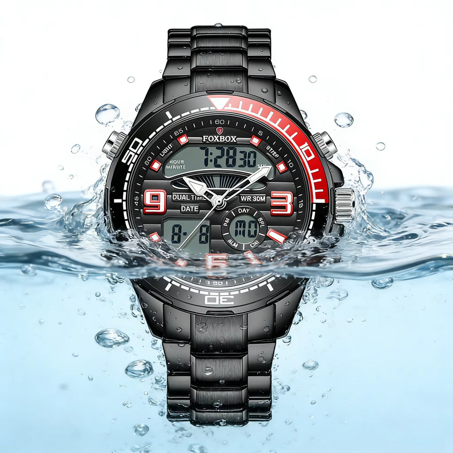 LIGE Armbanduhr, Quarz, Edelstahl, Schwarz, Herren - Bild 3