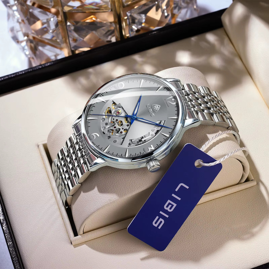 LIBIS Armbanduhr Automatik, Edelstahl, Silber, Herren - Bild 3