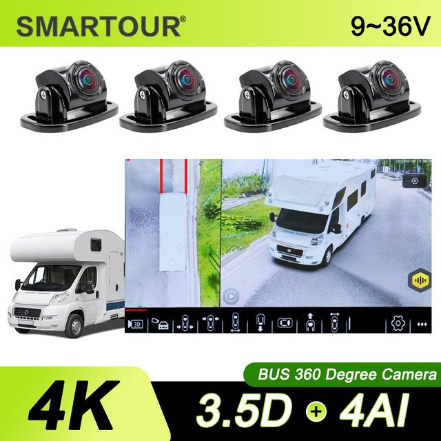 SMARTOUR 3,5D HD Autokamerasystem mit 360-Grad-Vogelansicht und DVR-Recorder für Bus und LKW, Full HD, Schwarz - Bild 1