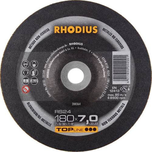 Rhodius Schruppscheibe für Metall in Schwarz, Durchmesser: 180 mm, Bohrungs-Ø: 22,23 mm - Bild 1
