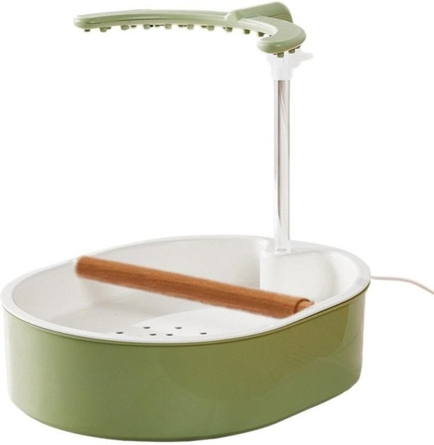 Zhongbang Elektrische Vogel-Dusche mit USB-Zirkulationssystem und Sitzstange aus Holz in Grün und Weiß - Bild 1