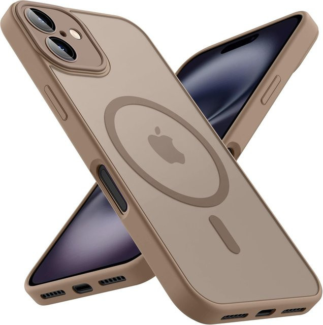 Magnetische Frosted Handyhülle für Apple iPhone kompatibel mit MagSafe in Transparent Beige - Bild 1