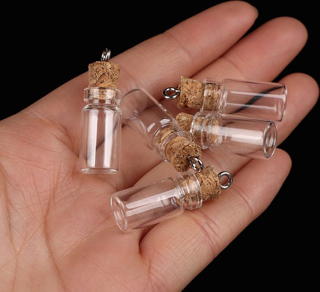 10 Stück Mini-Glasflaschen mit Korken in Transparent, kleine Glasfläschchen aus Glas zum Basteln für Parfüm und Öle - Bild 1