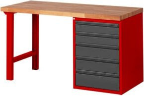 STIER Werkbank Premium mit 5 Schubladen in Anthrazit und Rot, B/T/H: 150 x 70 x 89 cm - Bild 1