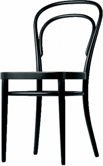 Thonet 214 Stuhl aus Buche mit Rohrgeflecht in Schwarz matt - Bild 1