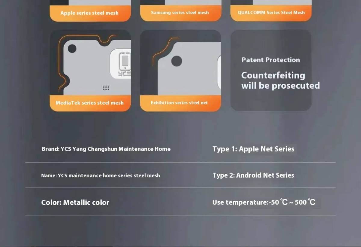 Lanrui YCS BGA Reballing-Schablonen Set 49-teilig für iPhone und Android CPU IC in Silber - Bild 5