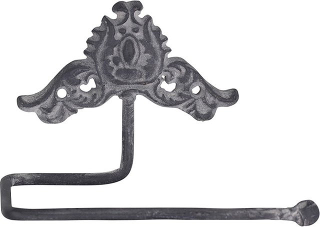 Chic Antique Toilettenpapierhalter aus Eisen im Barock Shabby Stil, Grau, Wandmontage, H x B x T: 15 x 10 x 8 cm - Bild 1