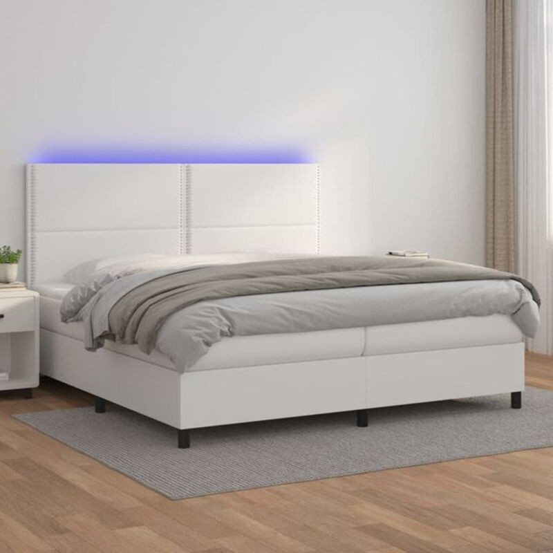 Vidaxl Boxspringbett mit Matratze in Weiß aus Kunstleder und Massivholz B/T/H: 200 x 200 x 118 cm - Bild 1