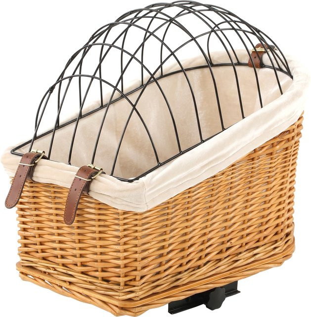 PawHut Hundekorb für das Fahrrad, handgeflochtener Lenkerkorb aus Weidengeflecht mit weichem Kissen für Hunde und Katzen, Braun - Bild 1