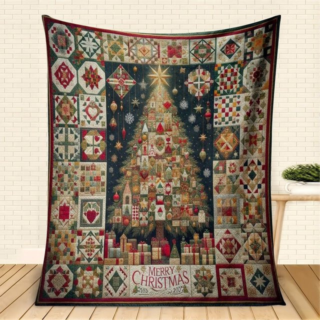 JMG Household Supplies Fleece-Decke mit Weihnachtsbaum-Muster in Multicolour, weiche Winter-Überwurfdecke, B/H: 130 x 150 cm - Bild 1