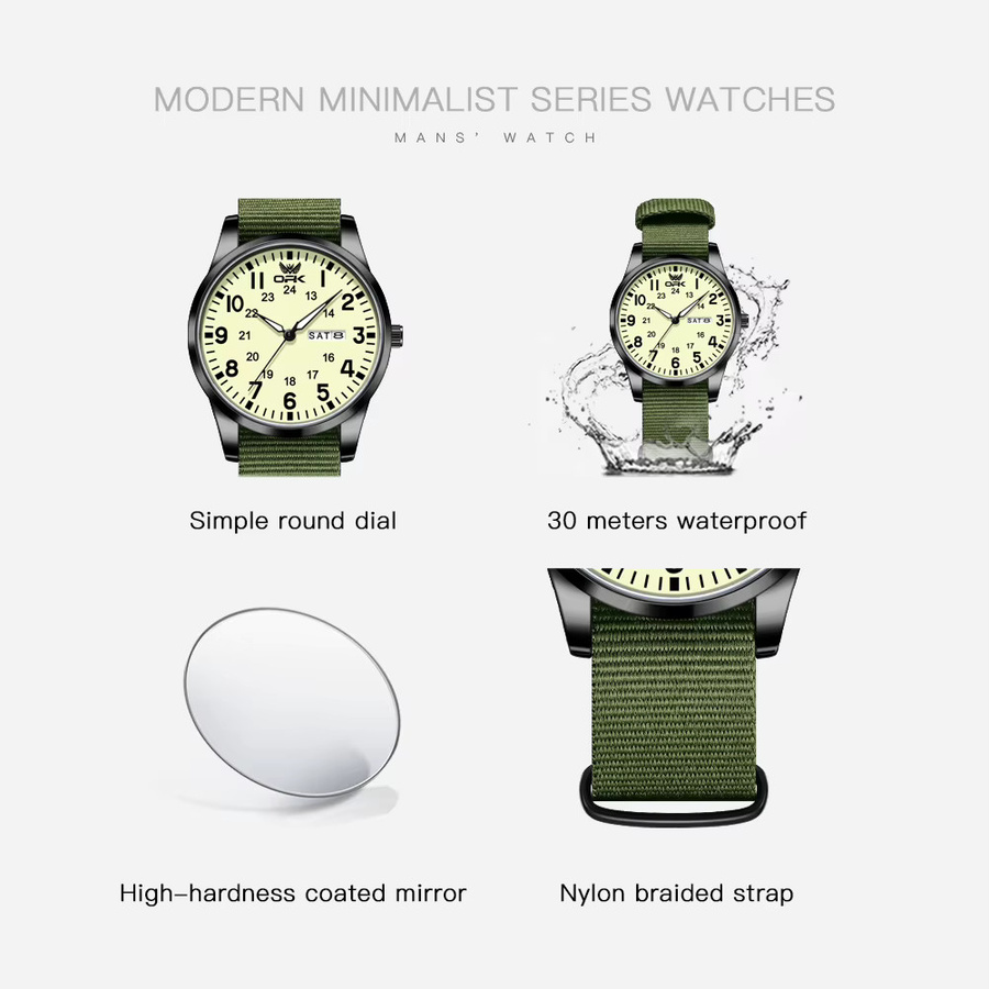 OPK Armbanduhr Quarz, Herren, Textil/NATO, Silber, Weiß, wasserdicht - Bild 5