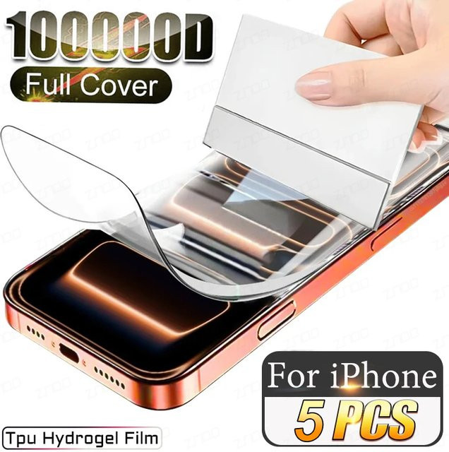 5er Pack Weiche Hydrogel-Displayschutzfolien für Apple iPhone 16 17 Pro Max 16e 17e 15 Plus 13 14 12 11 Transparent mit vollständiger Abdeckung - Bild 1