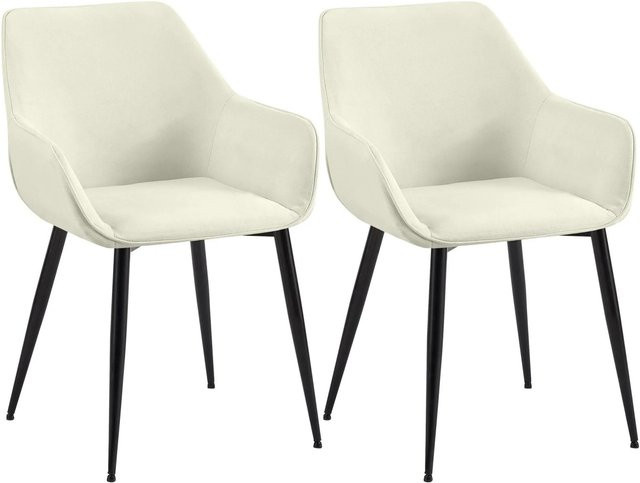 DELUKE 2er Set Esszimmerstühle NIVER aus Stoff in Creme mit Metallgestell, B/T/H: 52 x 63 x 82 cm - Bild 1