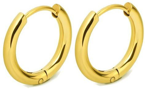 Aloisia Hoop Ohrringe, Edelstahl, Gold, 12mm, Unisex - Bild 1