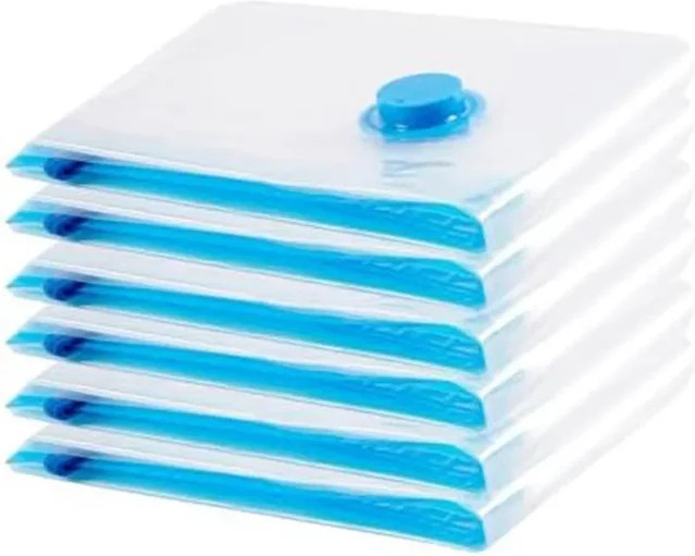 6er-Pack LEENKEA Vakuumbeutel transparent zur Aufbewahrung von Kleidung, Breite: 60 cm, Tiefe: 40 cm, mit dreifachem Turboventil - Bild 1