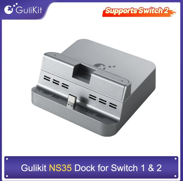 Gulikit NS35 Dockingstation für Nintendo Switch 1/2 und Switch 2, 4K 60Hz HDMI mit PD 100W Schnellladung und verbesserter Kühlung, Grau - Bild 1
