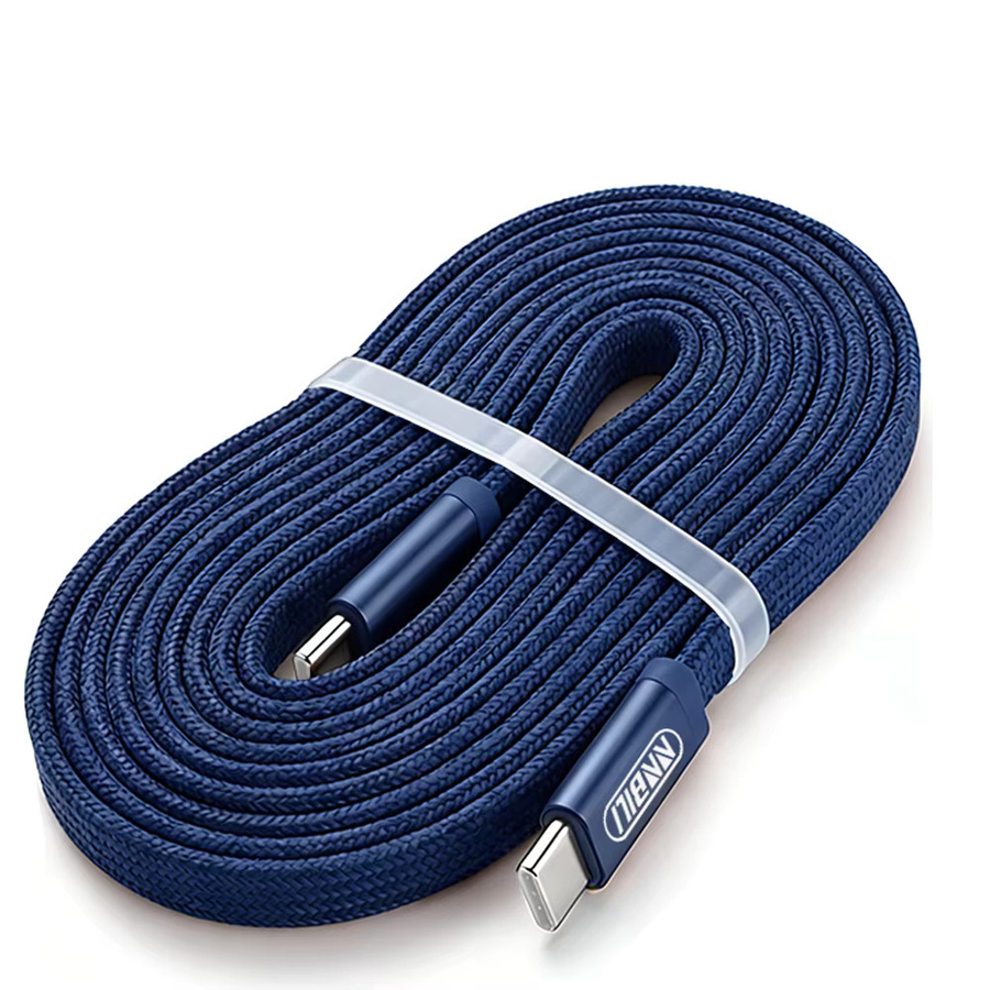 NNBILI PD 60W Flaches Dual-USB-C-Datenkabel in Blau, USB-C-auf-USB-C-Ladekabel mit 3A Schnellladefunktion für iPhone 17 Pro, Samsung S26 und MacBook - Bild 4