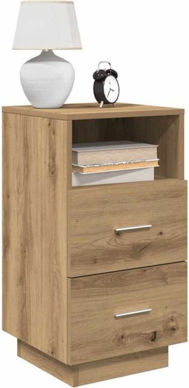 Vidaxl Set aus 2 Nachttischen mit 2 Schubladen in Artisan-Eiche Natur Braun, B/T/H: 36 x 36 x 68 cm - Bild 1
