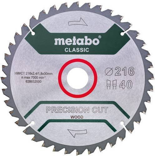 Metabo Precision Cut Wood Classic Kreissägeblatt Silber, Durchmesser: 216 mm, Bohrung: 30 mm, Zähne: 40 - Bild 1