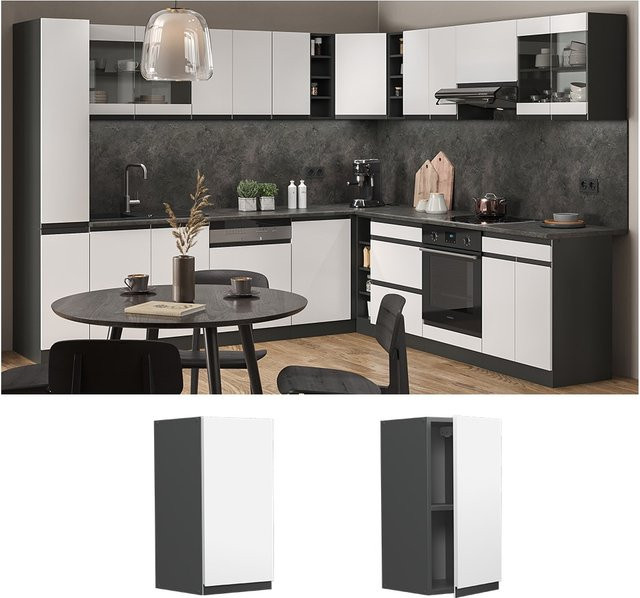 Vicco Hängeschrank R-Line J-Shape Küchenschrank modern Weiß Anthrazit Breite: 30 cm - Bild 1