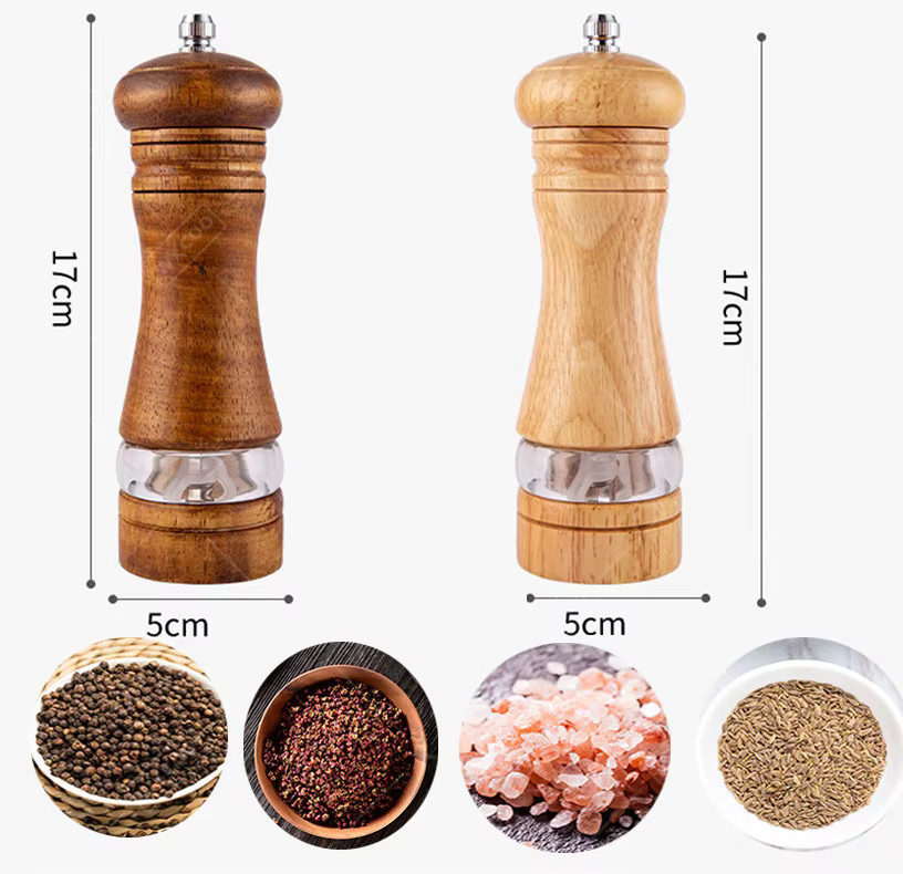 WXCOO Manuelle Holz-Pfeffermühle mit verstellbarem Keramik-Rotor in Braun, 6 Zoll (Höhe: 15,24 cm) - Bild 6