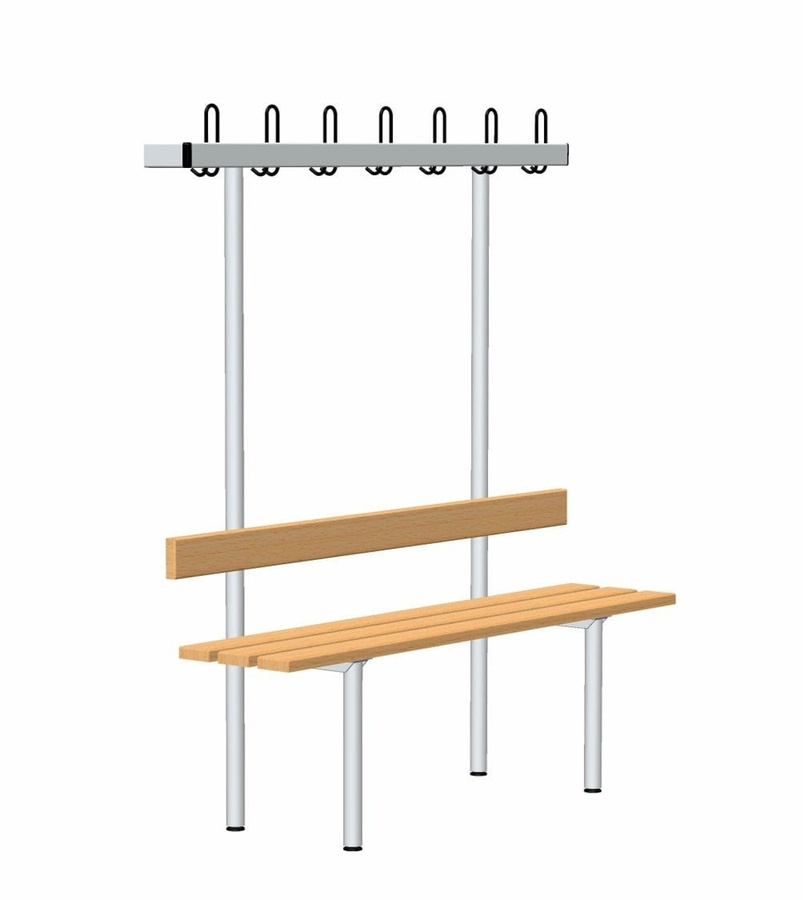 Einseitige Umkleidebank Comfort von BIGBOXX in Braun mit Holzoptik - Bild 1