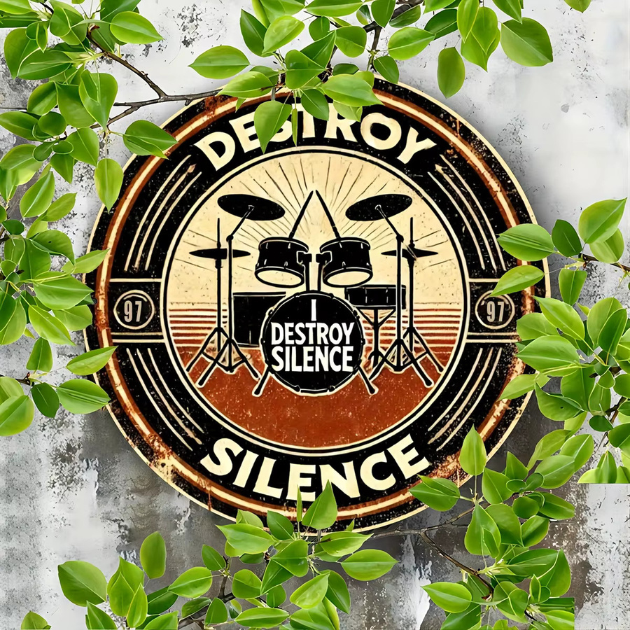Potdemiel Vintage-Aluminiumschild Destroy the Silence in Multicolour, B/H: 19,81 x 19,81 cm - Bild 6