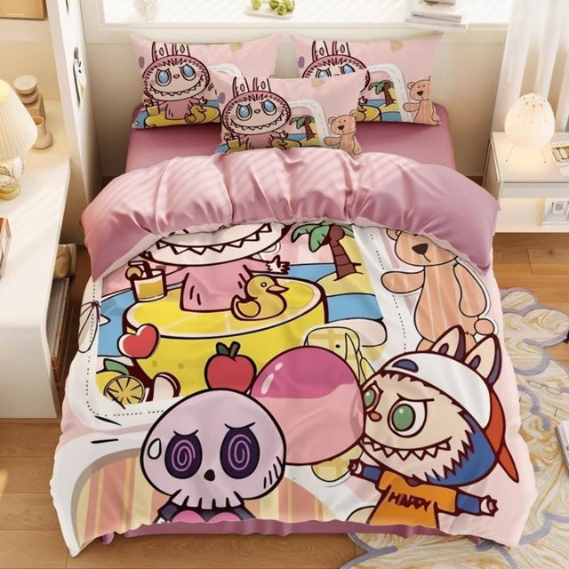 Binchi Fitness Bubu Bettzeug Set aus Mikrofaser in Pink, 2/3-teiliges Schlafzimmer-Set mit Bettbezug und Kissenbezug, B/H: 260 x 220 cm - Bild 1